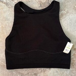 Aerie Offline Women’s Medium Black High Neck Sports Bra Textured Active Tank NWT